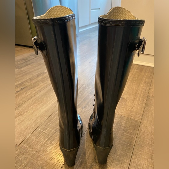 Rare Hunter Black Lace-Up Knee-High Boots - Picture 4 of 7